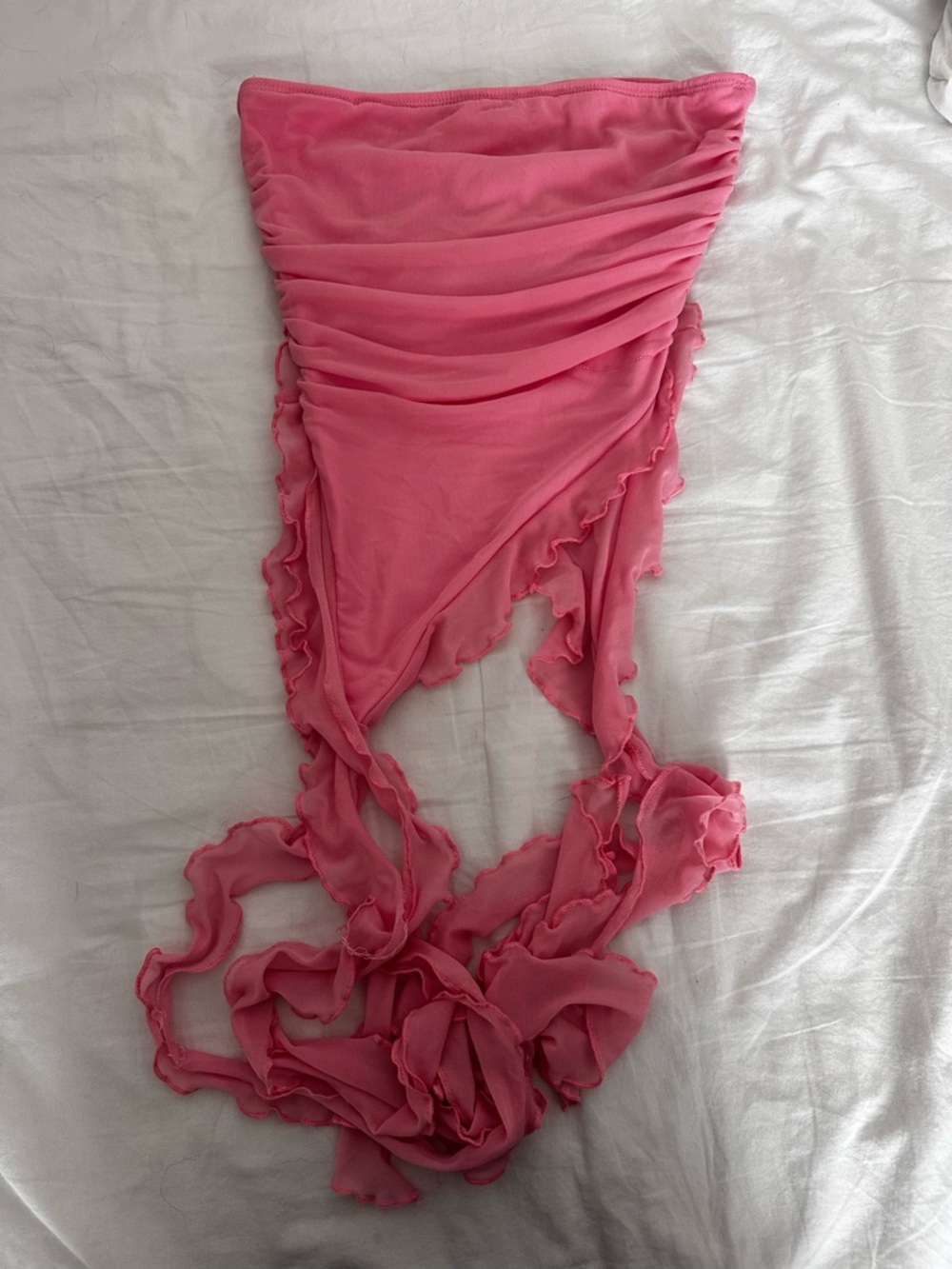 3 for $6 SHEIN Pink Strapless Ruffle Crop Top
